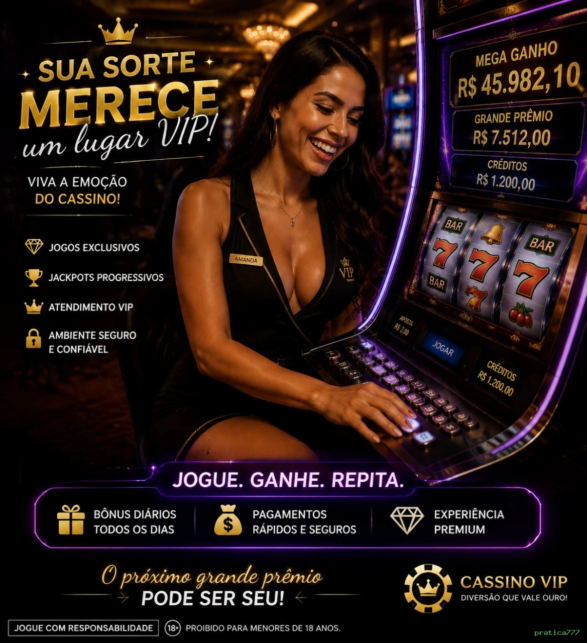 Bônus boas-vindas pratica777 R$100